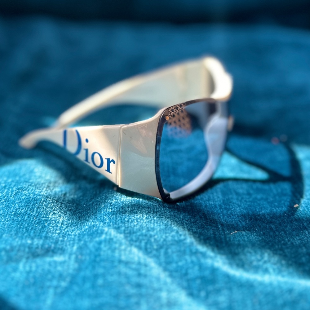 Christian DIOR BABY SHINE Blue Logo Sunglasses Vintage 90s 00s
